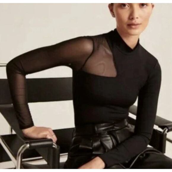 NWT Abercrombie Mesh Black Bodysuit Soft Collection Size XL - Picture 2 of 7